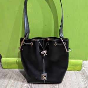 Vintage Dooney and Bourke Black Leather Drawstring
